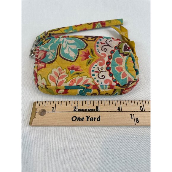 Vera Bradley Wristlet Wallet Small Floral Print Yellow Quilted Cotton Fabric - Picture 5 of 10